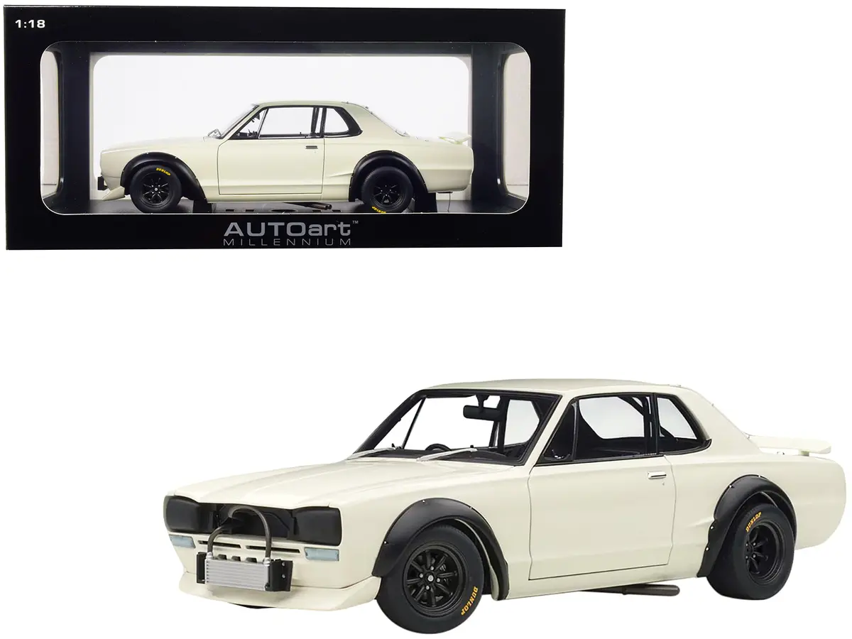1972 Nissan Skyline Gt-R (Kpgc-10) Racing White "Millennium" 1/18 Diecast Model Car By Autoart 1