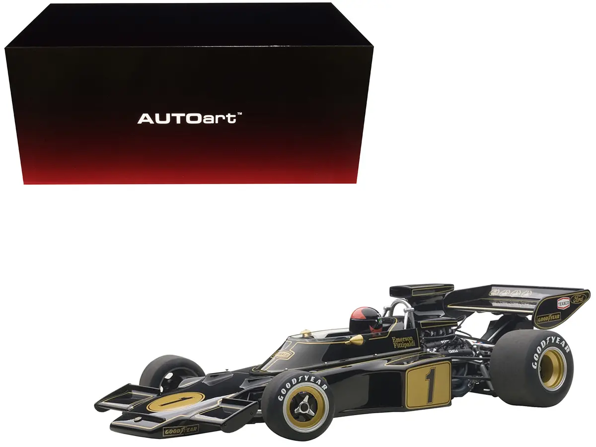 Lotus 72E 1973 Emerson Fittipaldi #1 With Driver Figure In Cockpit 1/18 Model Car By Autoart 1