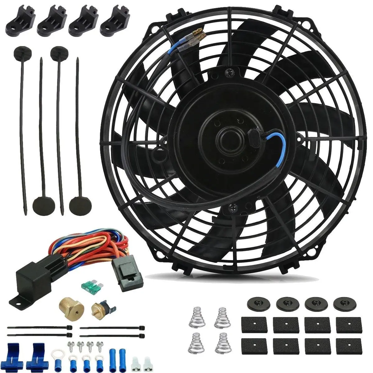 9 Inch 90W Electric Cooling Fan Thread-In Thermostat Switch Wiring Kit 1