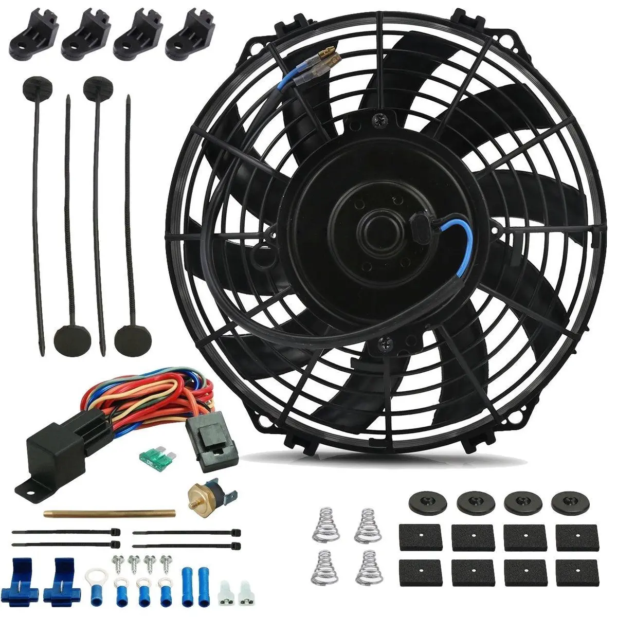 9 Inch 90W Electric Cooling Fan Push Probe Thermostat Temperature Switch 1