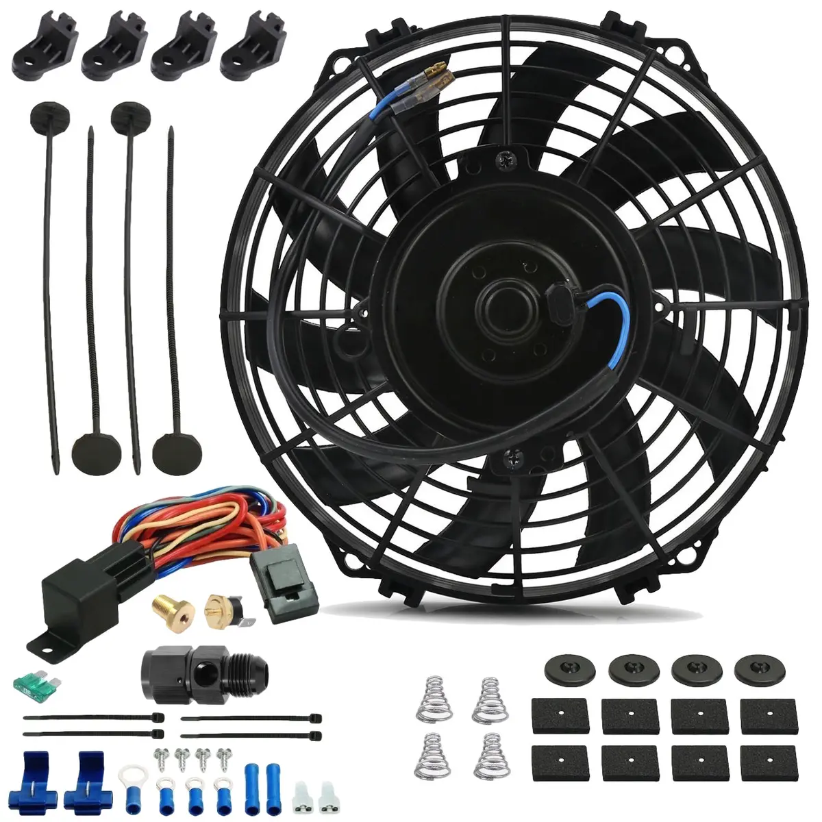 9 Inch Electric Trans Oil Cooler Fan Hose End Thermostat Temperature Switch 1