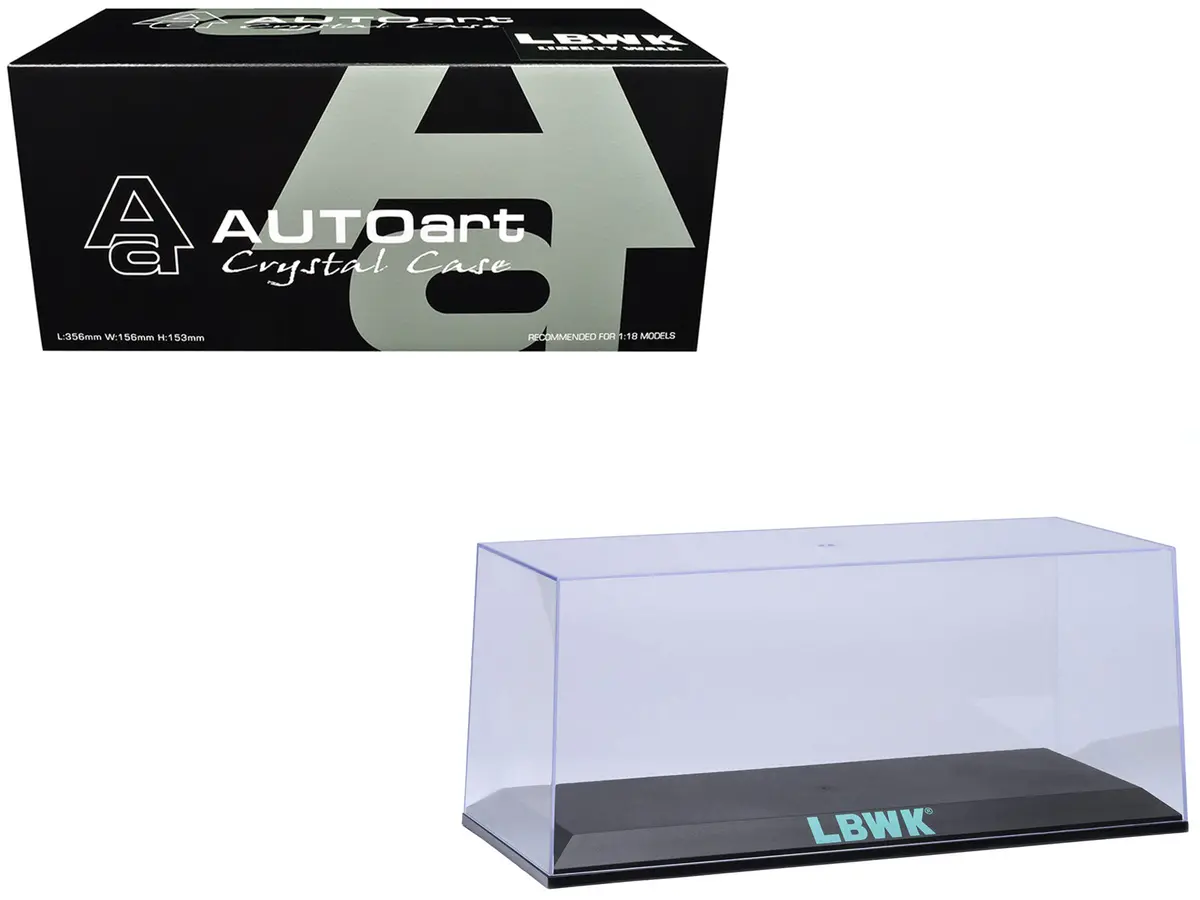Collectible Display Show Case With Black Plastic Base And Green "Lbwk" Logo For 1/18-1/24 Scale Model Cars By Autoart 1