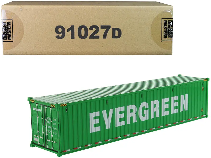 40' Dry Goods Sea Container "Evergreen" Green "Transport Series" 1/50 Model By Diecast Masters 1