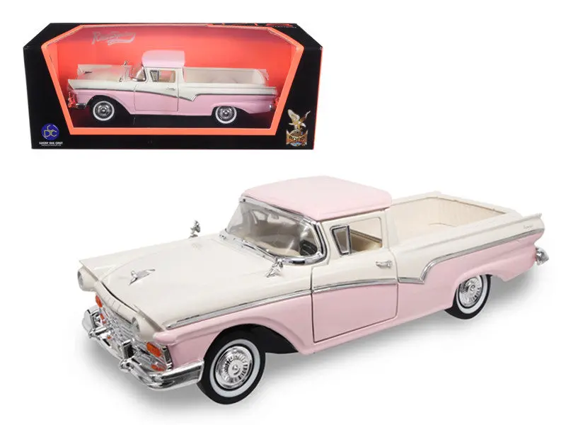 1957 Ford Ranchero Pickup Truck Pink 1/18 Diecast Model By Road Signature 1