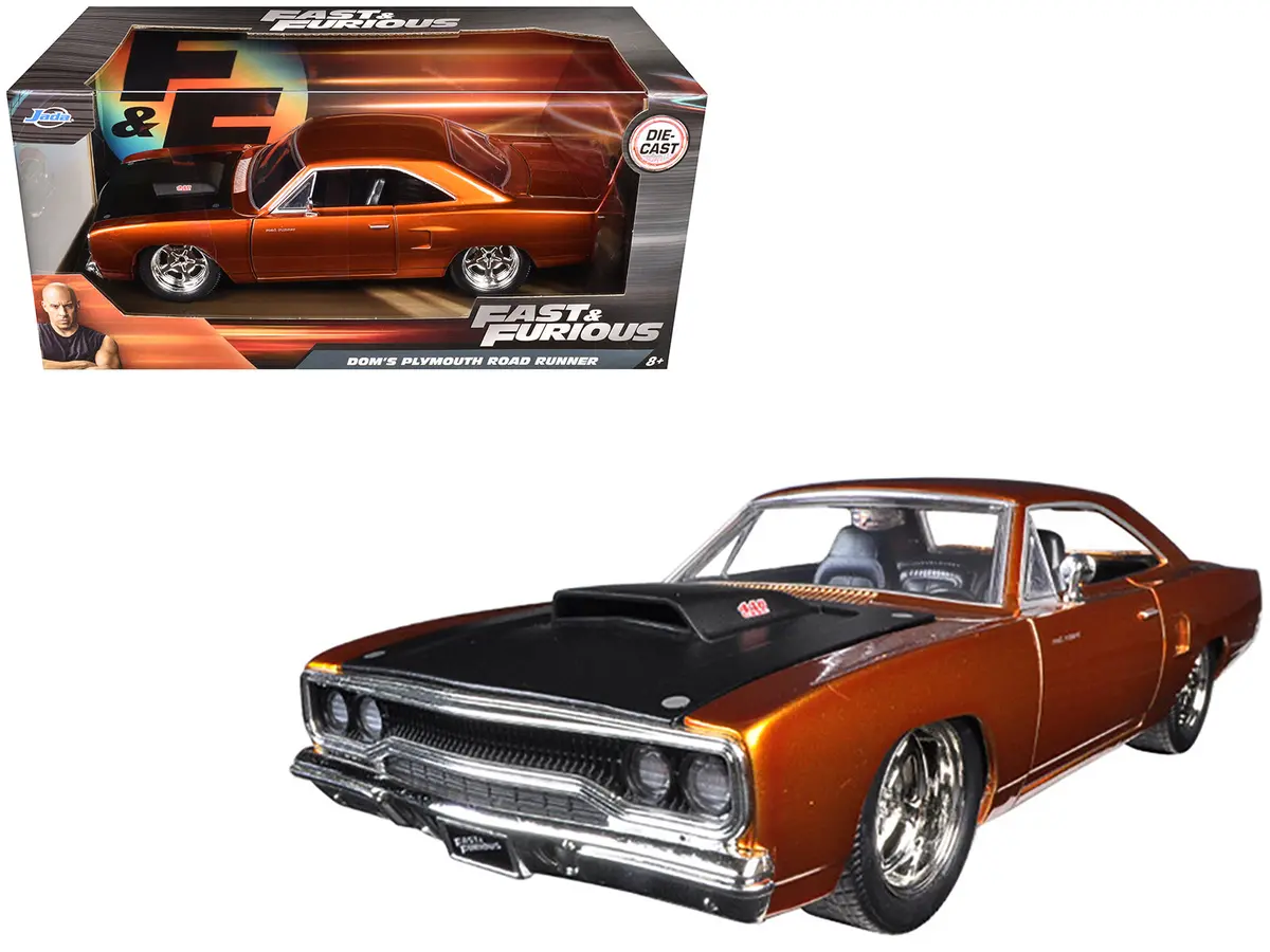 Dom's 1970 Plymouth Road Runner Copper With Black Hood "Fast & Furious 7" (2015) Movie 1/24 Diecast Model Car By Jada 1