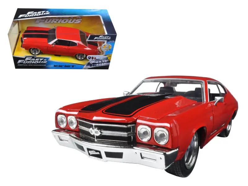 Dom's Chevrolet Chevelle Ss Red With Black Stripes "Fast & Furious" Movie 1/24 Diecast Model Car By Jada 1