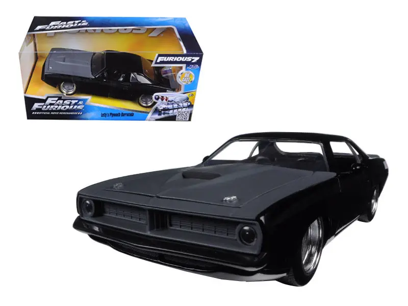 Letty's Plymouth Barracuda Matte Black "Fast & Furious 7" Movie 1/24 Diecast Model Car By Jada 1
