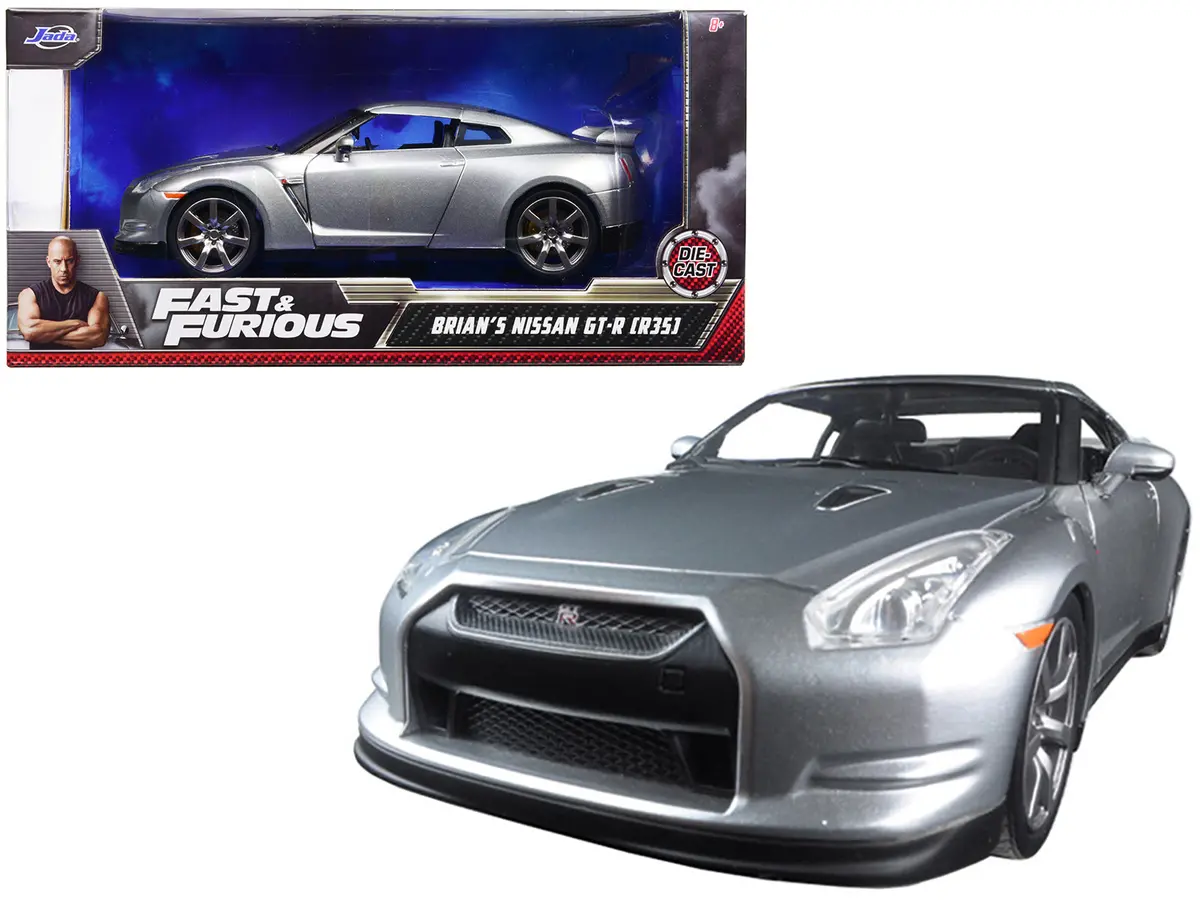 Brian's Nissan Gtr R35 Silver "Fast & Furious" Movie 1/24 Diecast Model Car By Jada 1