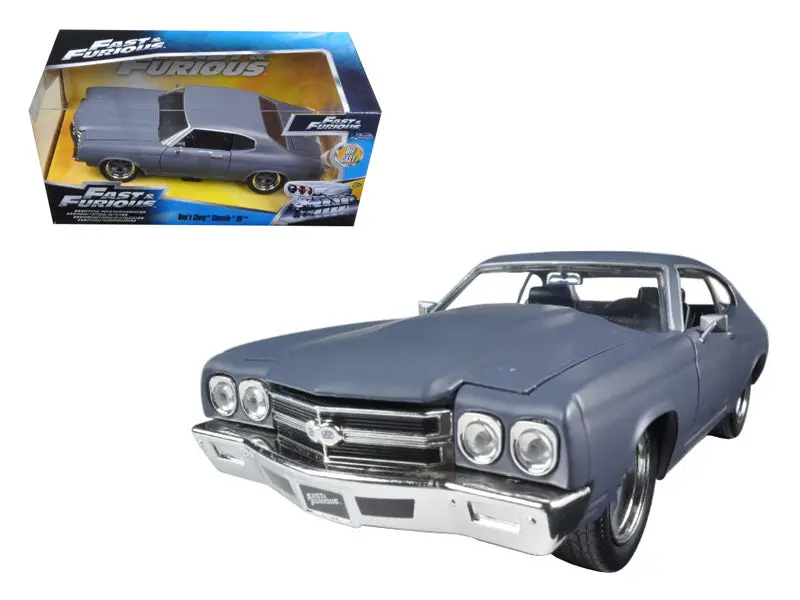 Dom's Chevrolet Chevelle Ss Matte Gray "Fast & Furious" Movie 1/24 Diecast Model Car By Jada 1