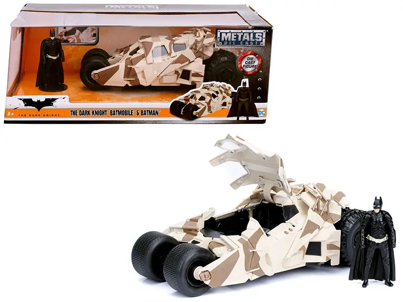 "The Dark Knight" Batmobile With Batman Diecast Figure Camouflage Version "Dc Comics" Series 1/24 Diecast Model Car By Jada 1