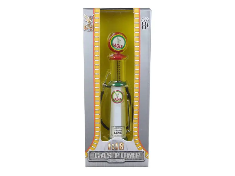 "Eagle Gasoline" Vintage Cylinder Gas Pump Replica 1/18 Diecast Model By Road Signature 1