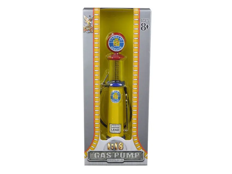 "Cadillac Service" Vintage Cylinder Gas Pump Replica 1/18 Diecast Model By Road Signature 1
