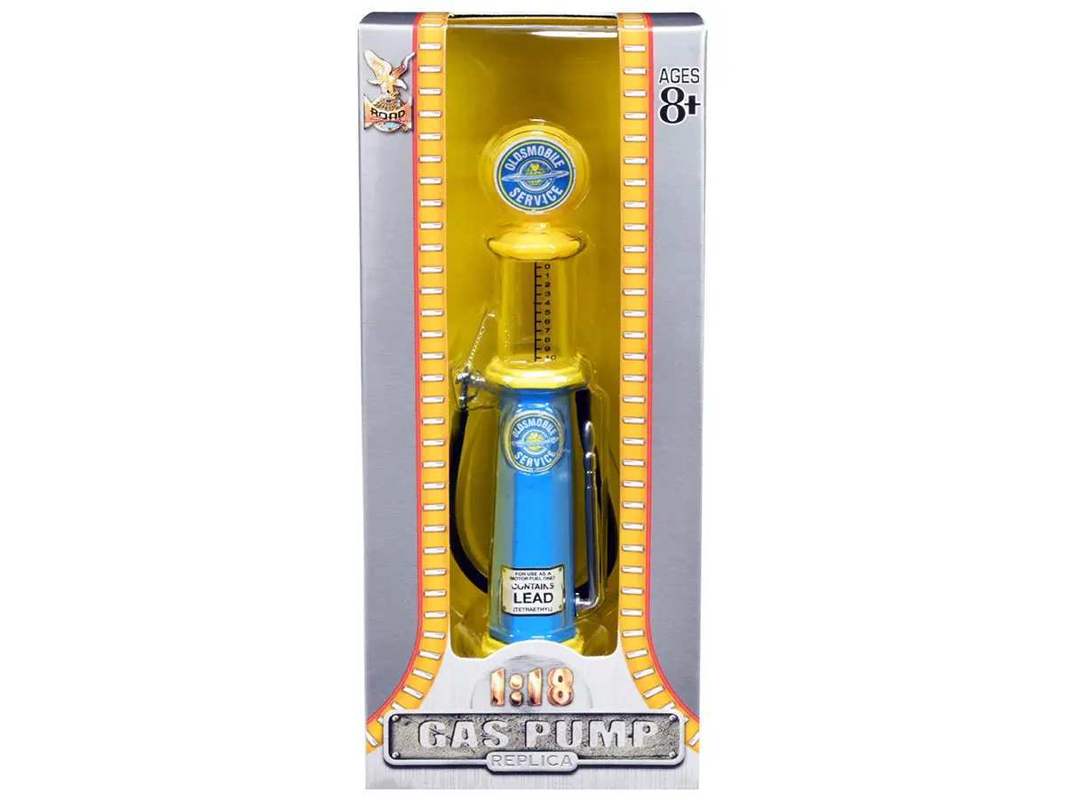 "Oldsmobile Service" Vintage Cylinder Gas Pump 1/18 Diecast Replica By Road Signature 1