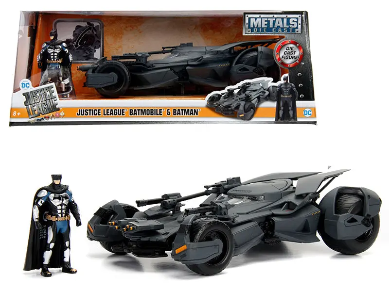 2017 Justice League Batmobile With Diecast Batman Figure 1/24 Diecast Model Car By Jada 1