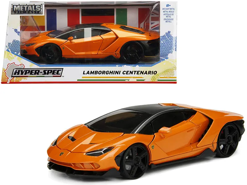 Lamborghini Centenario Metallic Orange "Hyper-Spec" 1/24 Diecast Model Car By Jada 1