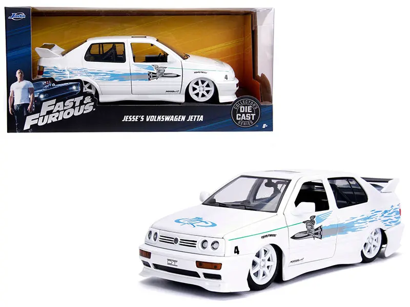 Jesse's Volkswagen Jetta White With Graphics "Fast & Furious" Movie 1/24 Diecast Model Car By Jada 1