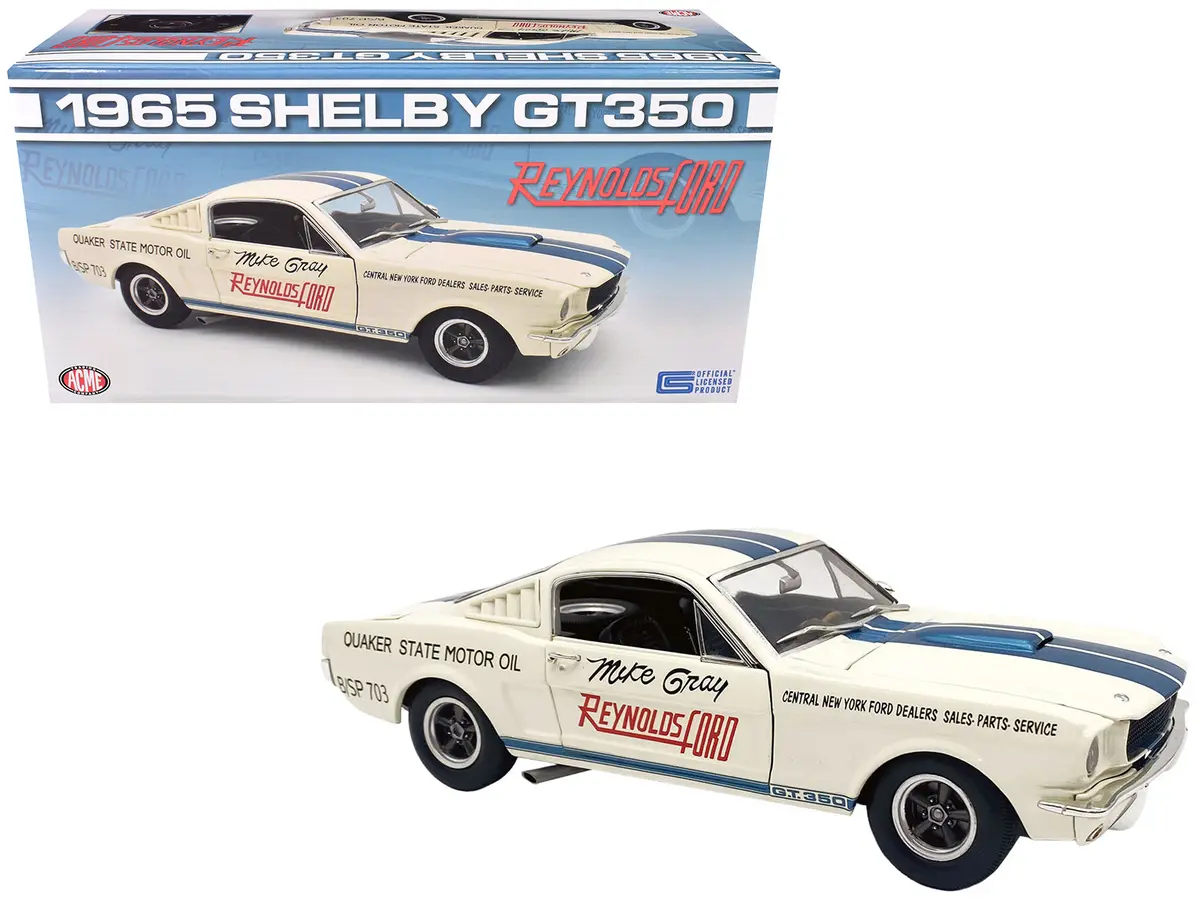 1965 Shelby Gt350 "Reynolds Ford" White With Blue Stripes Limited Edition To 204 Pieces Worldwide 1/18 Diecast Model Car By Acme 1