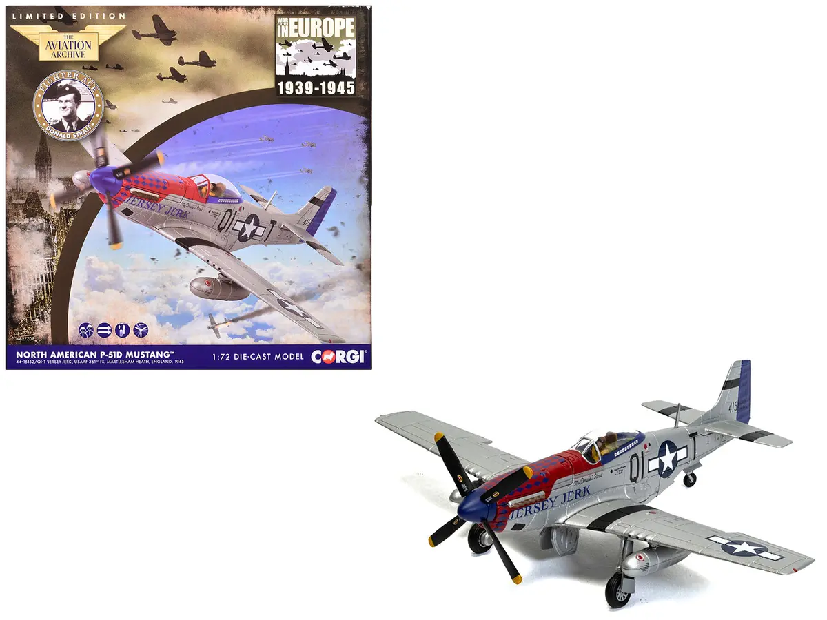 North American P-51D Mustang Aircraft "Jersey Jerk 361St Fighter Squadron Martlesham Heath" United States Army Air Forces "The Aviation Archive" Series 1/72 Diecast Model By Corgi 1