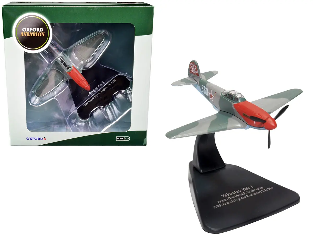 Yakovlev Yak 3 Fighter Aircraft "Anton Dmitrievich Yakimenko 150Th Guards Fighter Regiment T/N 360" Ussr "Oxford Aviation" Series 1/72 Diecast Model Airplane By Oxford Diecast 1