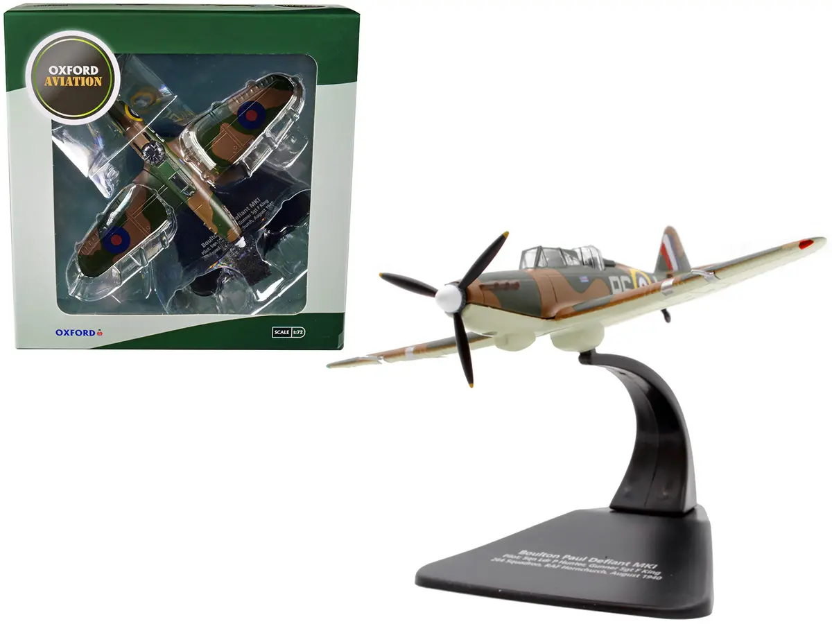 Boulton Paul Defiant Mk I Fighter Plane Pilot: Sqn Ldr P Hunter Gunner Sgt F King 264 Squadron Raf Hornchurch (August 1940) "Oxford Aviation" Series 1/72 Diecast Model Airplane By Oxford Diecast 1