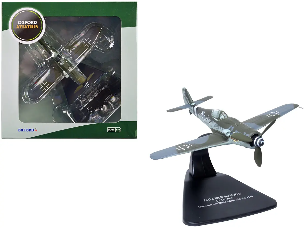 Focke-Wulf Fw190d-9 Fighter Aircraft "600150 Jg-4 Frankfurt Rhine-Main Airfield" (1945) German Luftwaffe "Oxford Aviation" 1/72 Diecast Model Airplane By Oxford Diecast 1