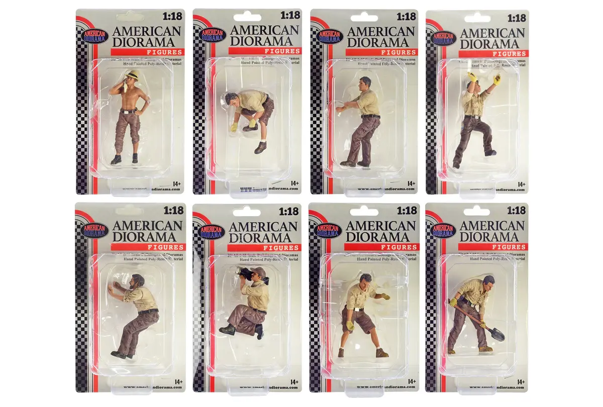 "4X4 Mechanic" (8 Piece Accessory Figure Set) For 1/18 Scale Models By American Diorama 2