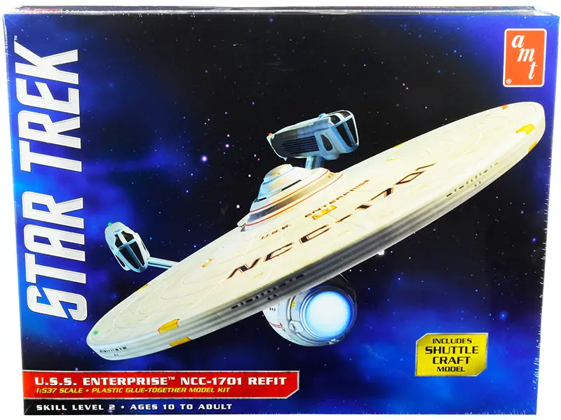 U.S.S. Enterprise Ncc-1701 Refit Starship "Star Trek" Plastic Model Kit (Skill Level 2) 1/537 Scale Model By Amt 1