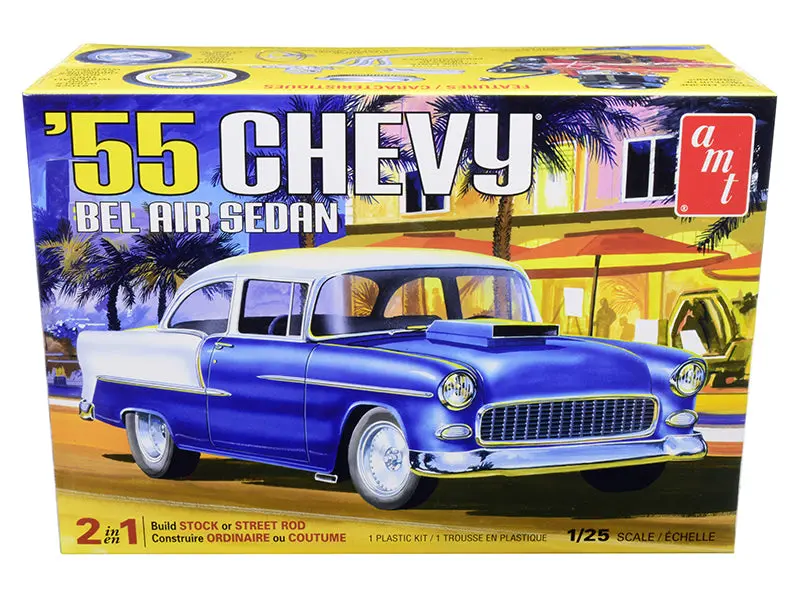 1955 Chevrolet Bel Air Sedan 2 In 1Plastic Model Kit (Skill Level 2) 1/25 Scale Model By Amt 1