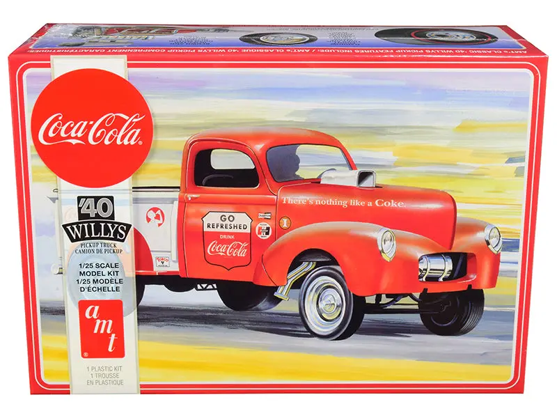1940 Willys Gasser Pickup Truck "Coca-Cola" Plastic Model Kit (Skill Level 3) 1/25 Scale Model By Amt 1