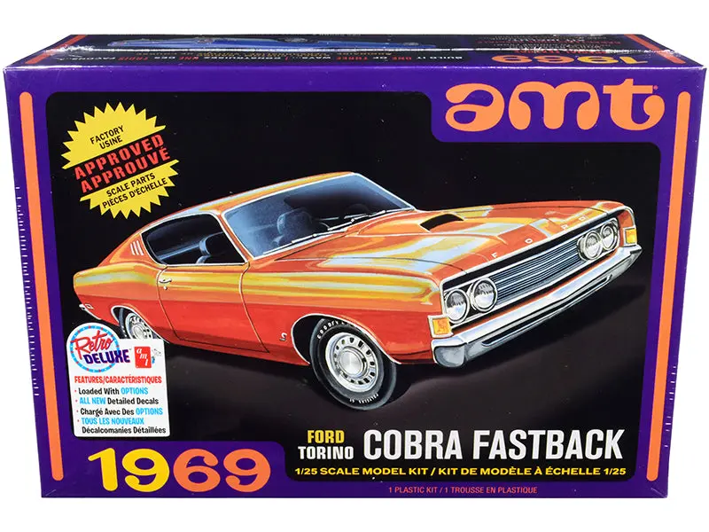 1969 Ford Torino Cobra Fastback 3-In-1 Model Plastic Ki (Skill Level 2)T 1/25 Scale Model By Amt 1