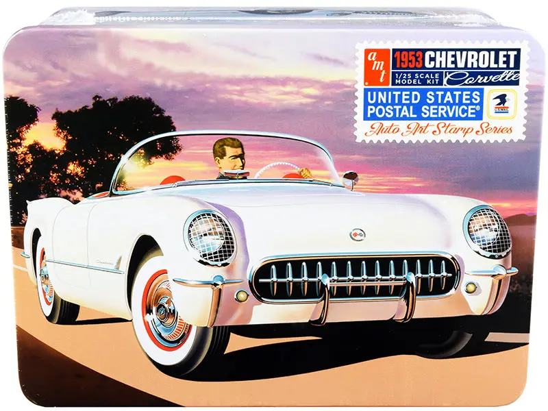 1953 Chevrolet Corvette "Usps" (United States Postal Service) Plastic Model Kit (Skill Level 2) Themed Collectible Tin 1/25 Scale Model By Amt 1