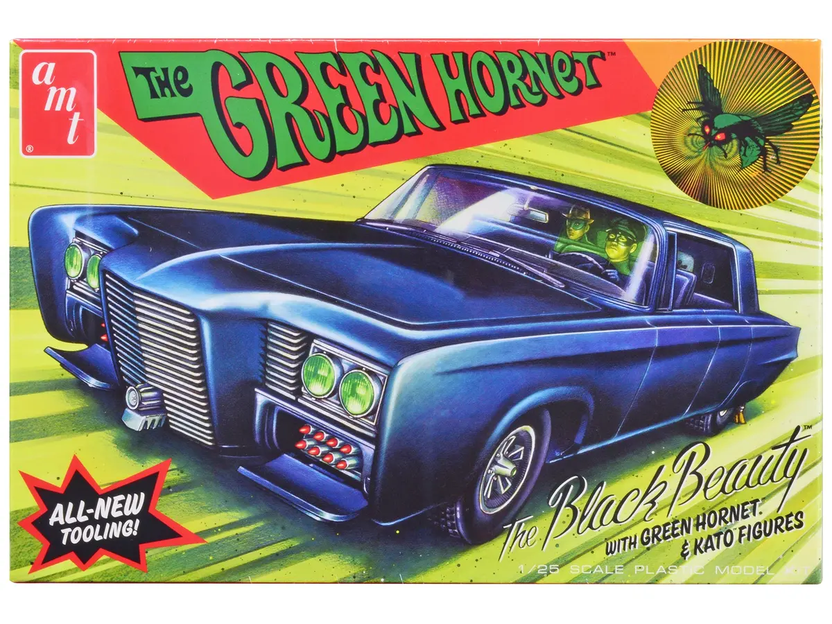 Black Beauty "The Green Hornet" (1966–1967) Tv Series With Green Hornet And Kato Figures Plastic Model Kit (Skill Level 2) 1/25 Scale Model By Amt 1