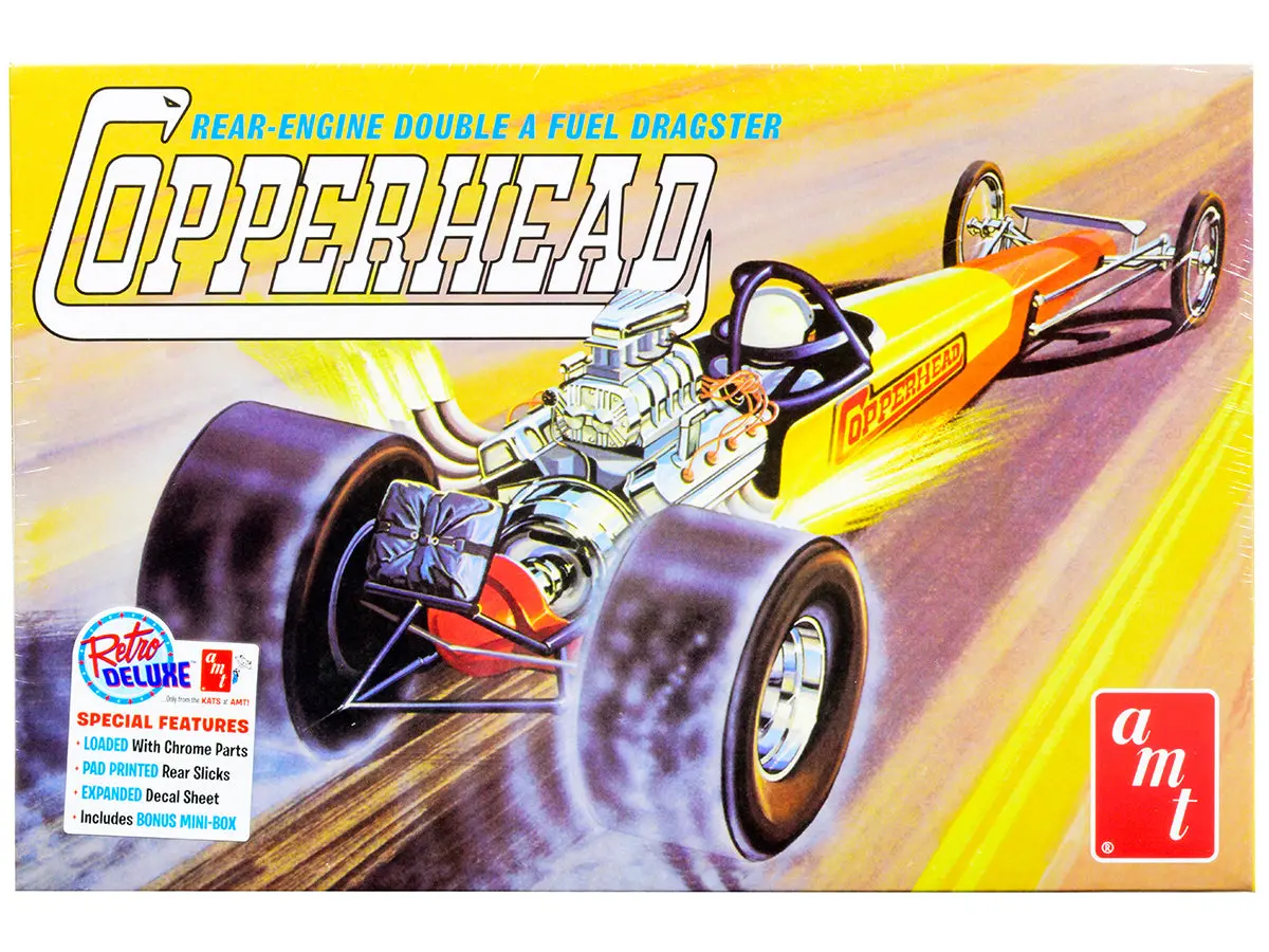 1934 Copperhead Rear-Engine Double A Fuel Dragster Plastic Model Kit (Skill Level 2) 1/25 Scale Model By Amt 1