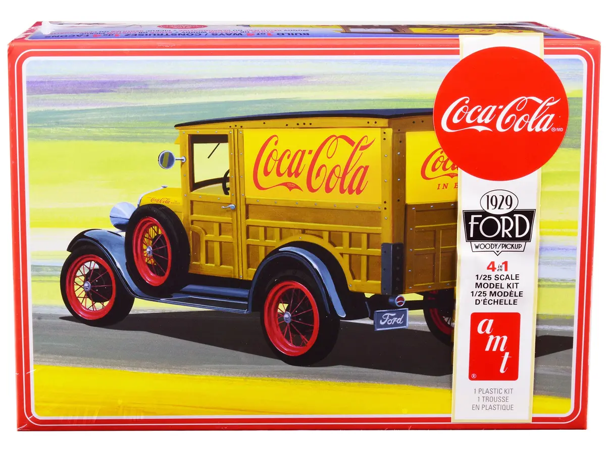 1929 Ford Woody Pickup 4-In-1 Plastic Model Kit "Coca-Cola" (Skill Level 3) 1/25 Scale Model Car By Amt 1