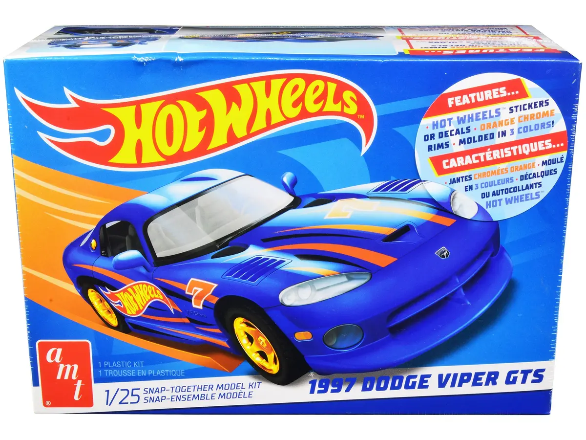 1997 Dodge Viper Gts "Hot Wheels" Plastic Snap Model Kit (Skill Level 1) 1/25 Scale Model By Amt 1