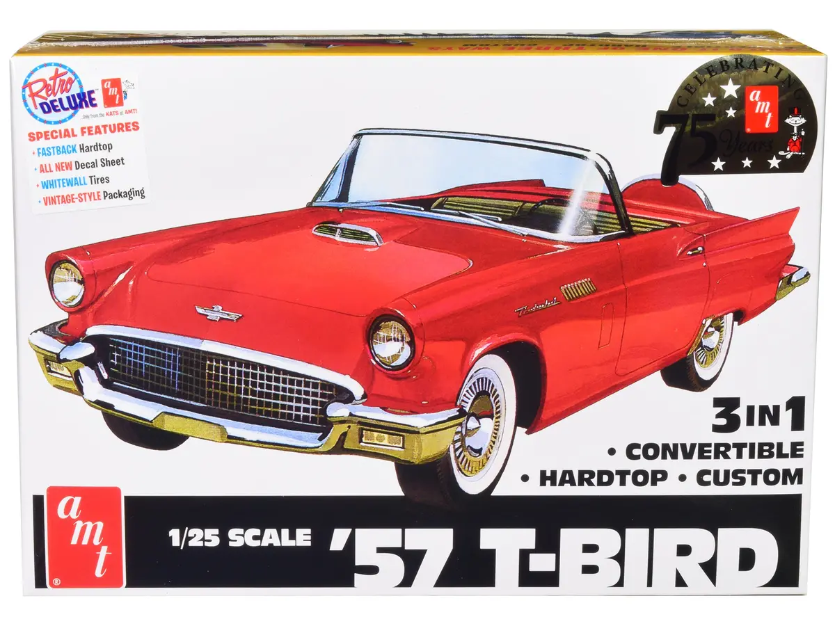1957 Ford Thunderbird 3-In-1 Plastic Model Kit (Skill Level 2)  1/25 Scale Model By Amt 1