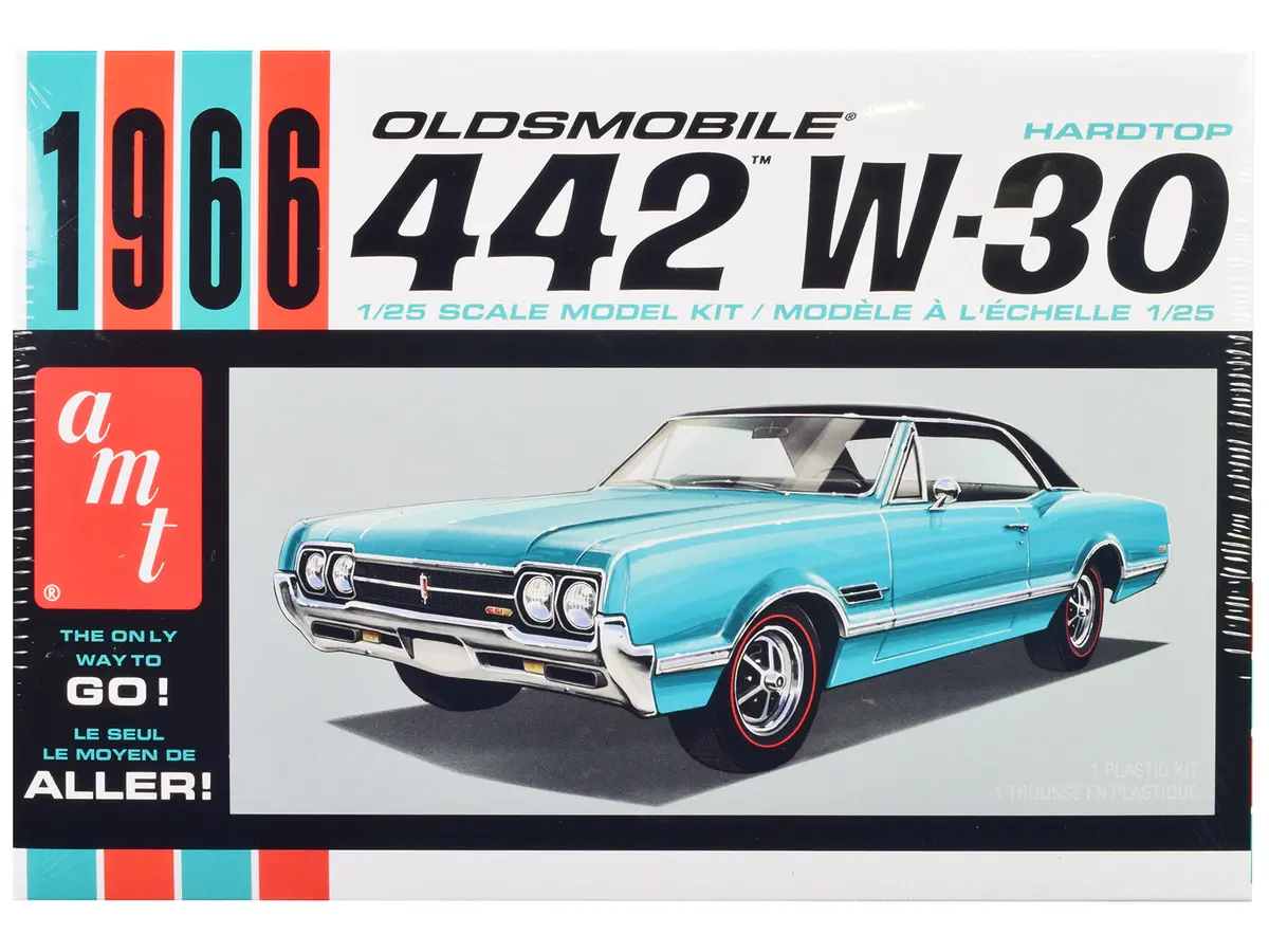 1966 Oldsmobile 442 W-30 Hardtop Plastic Model Kit (Skill Level 2) 1/25 Scale Model By Amt 1