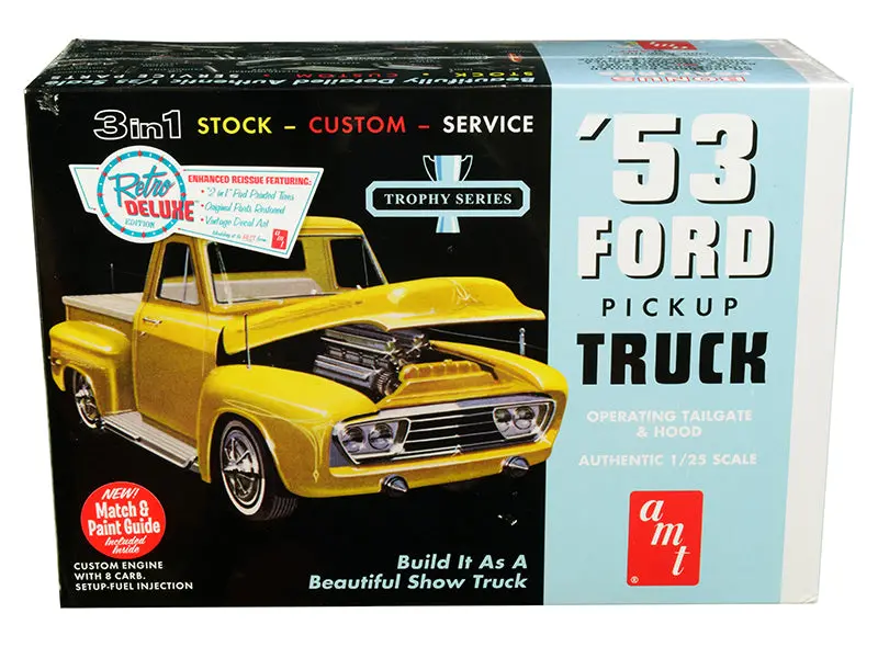 1953 Ford Pickup Truck "Trophy Series" 3 In 1 Plastic Model Kit (Skill Level 2) 1/25 Scale Model By Amt 1