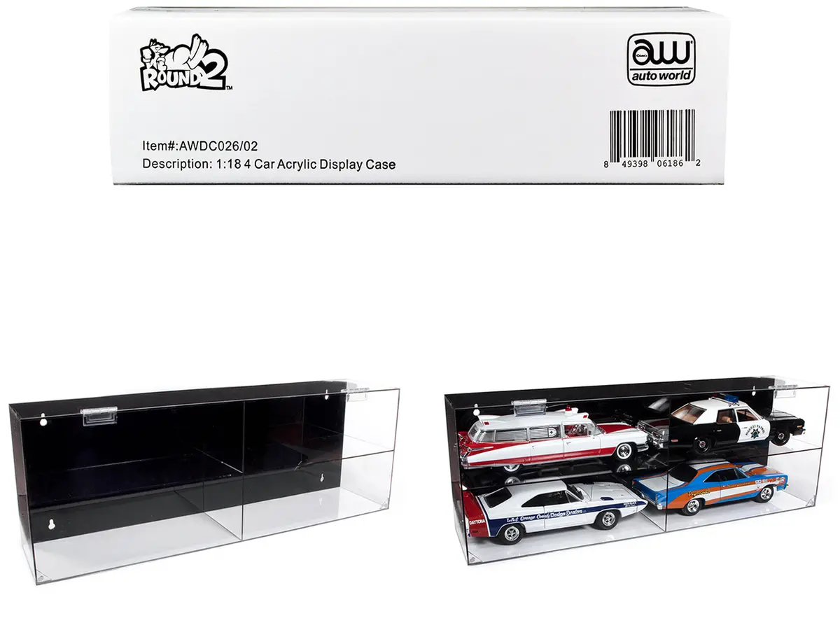 4 Car Acrylic Display Show Case For 1/18 Scale Models By Autoworld 1