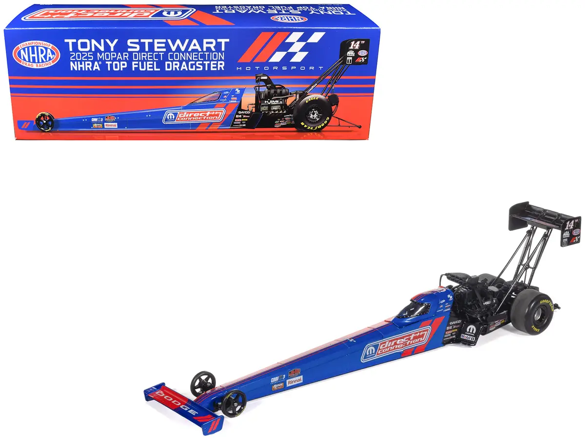 Nhra Tfd (Top Fuel Dragster) #14Tf Tony Stewart "Mopar Direct Connection" Blue And Red (2025) 1/24 Diecast Model By Auto World 1