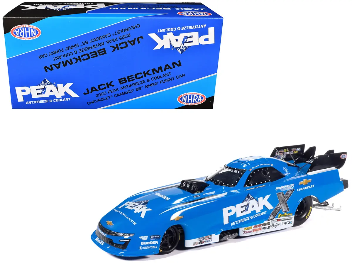 Chevrolet Camaro Ss Nhra Funny Car Jack Beckman "Peak" (2025) "John Force Racing" Limited Edition 1/24 Diecast Model By Autoworld 1