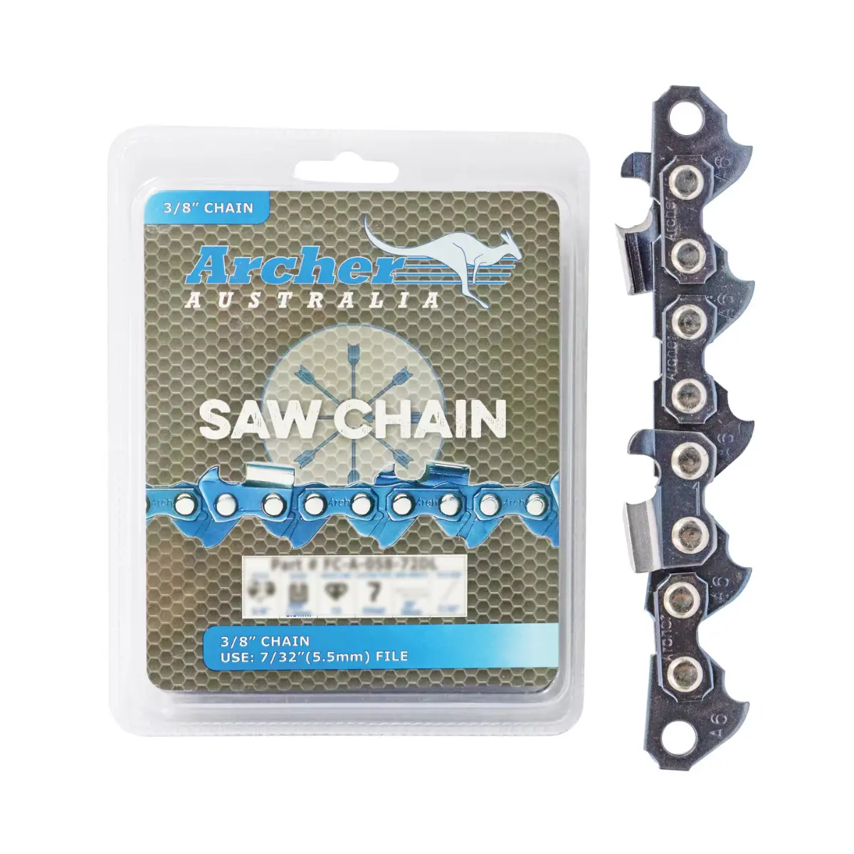Archer Semi Chisel Chain - 20" 3/8 .063 72 Dl (A-063-72Dl) 1