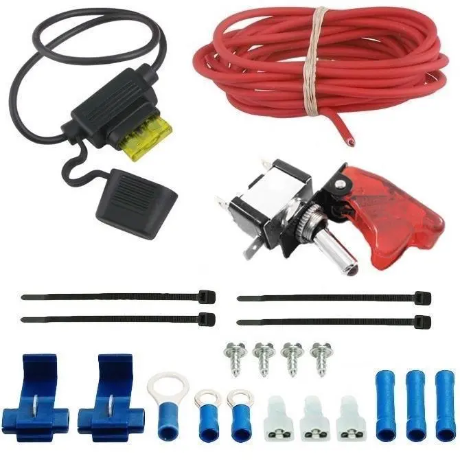 Automotive Electric Radiator Fan Manual Rocker Switch Wiring Kit 1