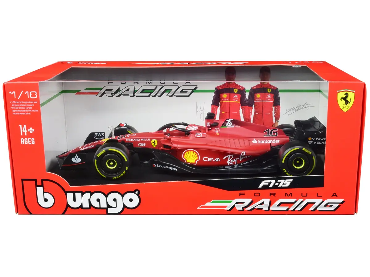 Ferrari F1-75 #16 Charles Leclerc "Ferrari Racing" Formula One F1 (2022) "Formula Racing" Series 1/18 Diecast Model Car By Bburago 1