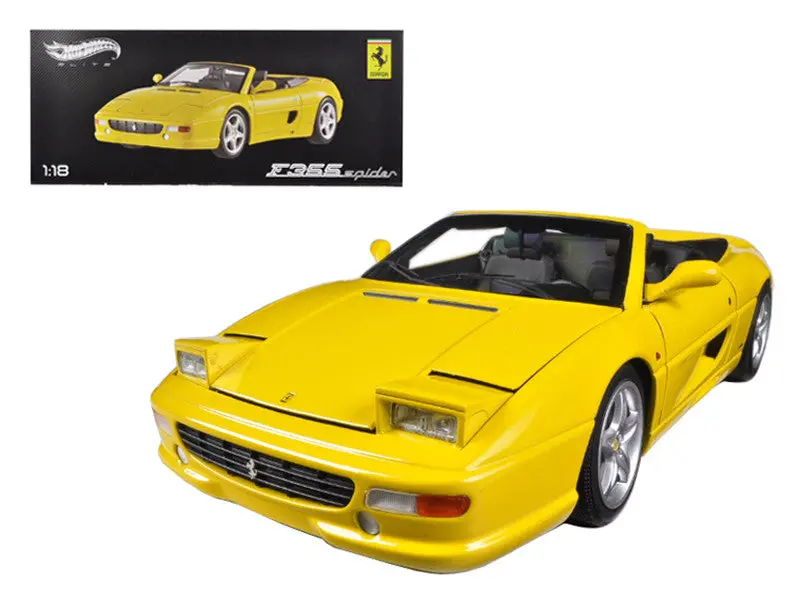 Ferrari F355 Spider Convertible Yellow Elite Edition 1/18 Diecast Model Car By Hotwheels 1