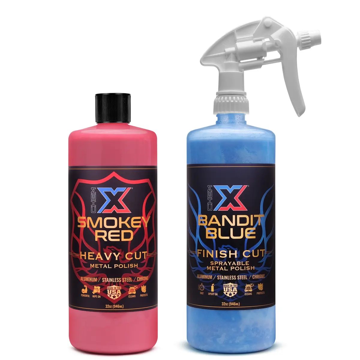 Smokey Red And Bandit Blue: Heavy Cut And Finish Cut Sprayable Metal Polish With 1.1Cc Trigger Sprayer 1