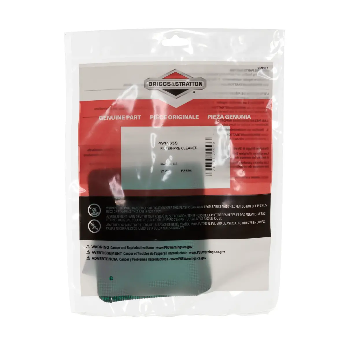 Briggs & Stratton Air Filter (491435S) 2