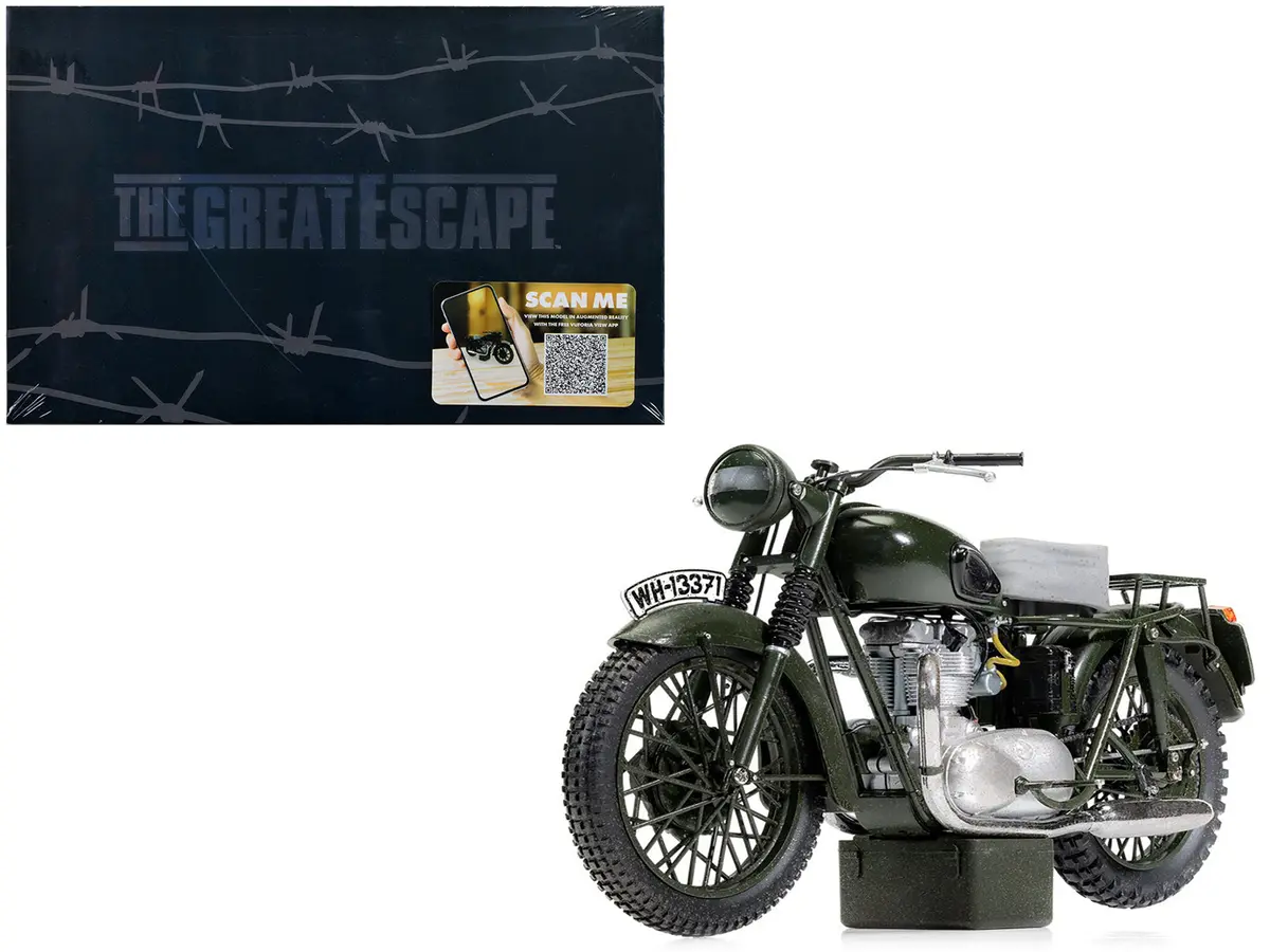 Triumph Tr6 Trophy Motorcycle Dark Green (Weathered) "The Great Escape" (1963) Movie Diecast Model By Corgi 1