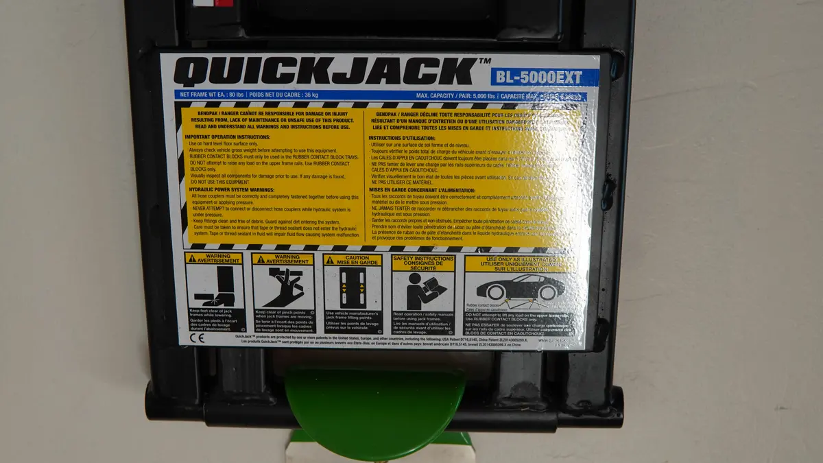 Quickjack Bl-5000Ext Extended Vehicle Lift - 5,000 Lb. Capacity (Used) 2