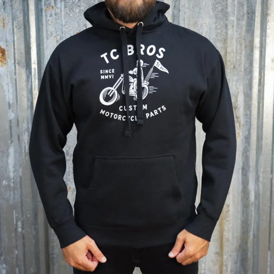 Rider Black Hoodie - White Print 1